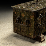 A Rare Ducal "Armada" Strongbox (Travelling Safe) wrought iron with original polychrome painted decoration, Nuremberg, late Renaissance, late 16th / early 17th century