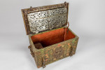 A Rare Ducal "Armada" Strongbox (Travelling Safe) wrought iron with original polychrome painted decoration, Nuremberg, late Renaissance, late 16th / early 17th century