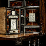 AN EXCEPTIONAL SPANISH COLONIAL VARGUEÑO OR BARGUEÑO, tortoiseshell, ebony, engraved ivory and Colonial hardwood, Spain, late 16th / early 17th century (cabinet)