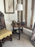 A FINE, MID-18TH CENTURY, ELM CRICKET TABLE WITH GALLERIED UNDER-TIER, IN ORIGINAL CONDITION