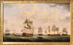 West Indiamen assembling off the Downs with the Earl of Effingham, the Beckford and the Land Overly in the foreground