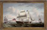 The East Indiaman Dutton in three positions off Dover