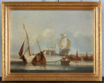 Reinforcements for the Crimea; troops being ferried out to their transports prior to sailing