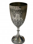 Solid Silver Chased Kiddish Cup / Sherry Goblet - Birmingham 1925 by Vaughan & Sons