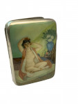 Victorian Silver & Enamel Case with a lady sitting cross legged - Briminghan - 1901 by Thomas Acott & Co