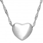 Solid Silver 3-Dimensional Heart Shaped Pendant on Chain
