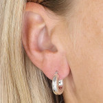 Solid Silver Earrings Small Chunky Hinged Creole Hoop