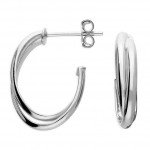 Solid Silver Earrings Crossover Stud Hoop