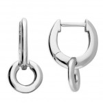 Solid Silver Loop with Circle Charm Earrings
