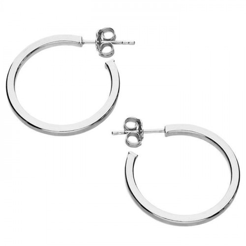Solid Silver Square tube stud hoop Earrings