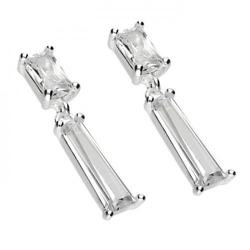 Solid Silver Small and large baguette cubic zirconias Earrings