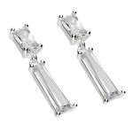 Solid Silver Small and large baguette cubic zirconias Earrings