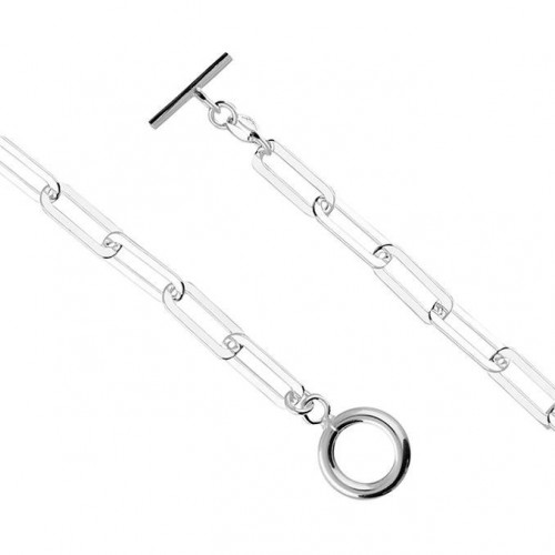 Solid Silver Paper Chain Necklace with T-bar (45cm)