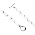 Solid Silver Paper Chain Necklace with T-bar (45cm)