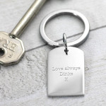 Solid Silver Dog Tag Keyring