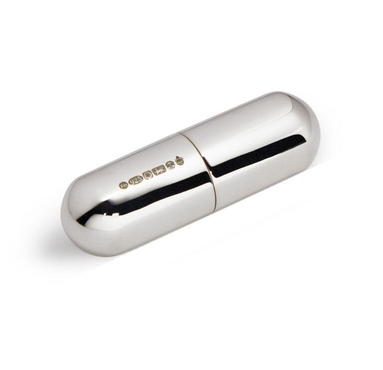 Solid Silver Capsule Pill Box