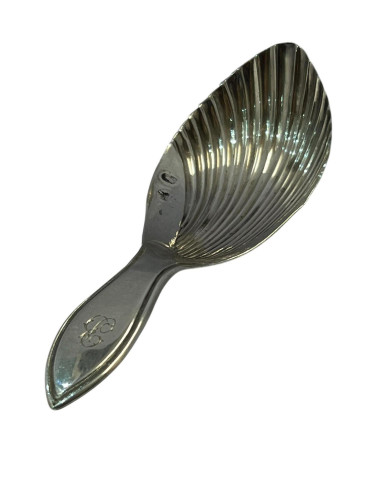 Solid Silver Tea Caddy Spoon with Fluted Bowl - Sheffield - 1815 by Nathaniel Smith & Co