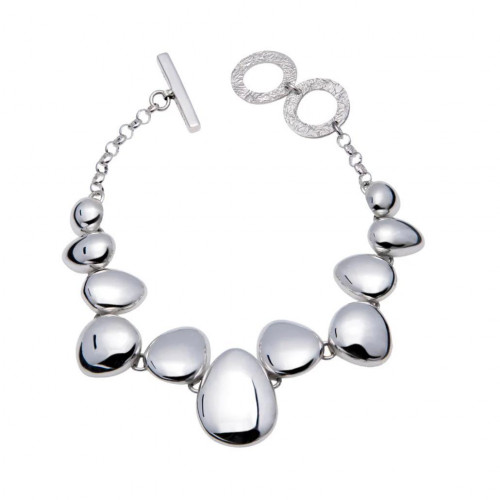 Solid Silver Polished Pebble Bracelet