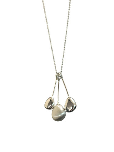 Solid Silver 3 Drop Stone Pendant with Chain