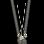 Solid Silver 3 Drop Stone Pendant with Chain