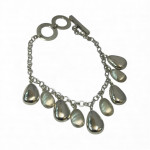Solid Silver Polished & Brushed  Pebble Bracelet