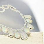 Solid Silver Polished & Brushed  Pebble Bracelet
