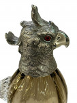 Victorian Style Silver Plated Standing Parrot / Cockatoo Claret Jug with Graduated Brown Glass Body
