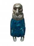 Victorian Style 20th Century Silver-Plated mounted on Blue  / Turquoise   Glass Novelty Monkey Claret Jug