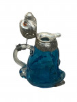Victorian Style 20th Century Silver-Plated mounted on Blue  / Turquoise   Glass Novelty Monkey Claret Jug