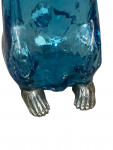 Victorian Style 20th Century Silver-Plated mounted on Blue  / Turquoise   Glass Novelty Monkey Claret Jug