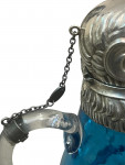 Victorian Style 20th Century Silver-Plated mounted on Blue  / Turquoise   Glass Novelty Monkey Claret Jug