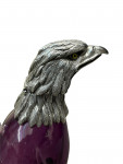 Victorian style silver plated claret jug in the form of a standing eagle (purple / amethyst)