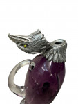 Victorian style silver plated claret jug in the form of a standing eagle (purple / amethyst)