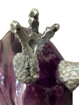 Victorian style silver plated claret jug in the form of a standing eagle (purple / amethyst)