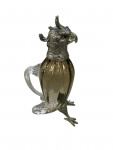 Victorian Style Silver Plated Standing Parrot / Cockatoo Claret Jug with Graduated Brown Glass Body