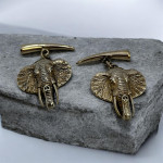 Sterling Silver Elephant Head Cufflink with Chain Fitting
