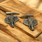 Sterling Silver Elephant Head Cufflink with Chain Fitting