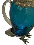 LARGE TURQUOISE GLASS AND SILVER PLATED OWL CLARET JUG. Circa 1990