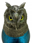 LARGE TURQUOISE GLASS AND SILVER PLATED OWL CLARET JUG. Circa 1990