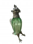 Victorian Style Silver Plated Standing Parrot / Cockatoo Claret Jug with Green Glass Body