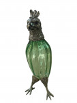 Victorian Style Silver Plated Standing Parrot / Cockatoo Claret Jug with Green Glass Body