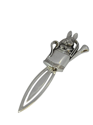 Sterling Silver Bookmark - Rabbit in a Watering Can