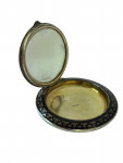 Silver and Enamel Combination Perfume Bottle & Compact Mirror (Possibly French)
