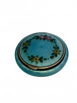 Antique Sterling Silver & Turquoise Guilloché Enamel Compact