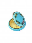 Antique Sterling Silver & Turquoise Guilloché Enamel Compact