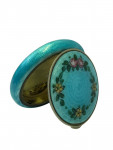 Antique Sterling Silver & Turquoise Guilloché Enamel Compact