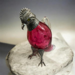Silver Plated mounted on Cranberry glass decanter, in the form of a Parrot / Cockatoo - Circa 1990