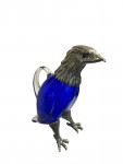 Victorian style silver plated claret jug in the form of a standing eagle (blue glass)