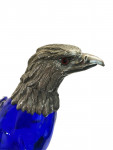 Victorian style silver plated claret jug in the form of a standing eagle (blue glass)
