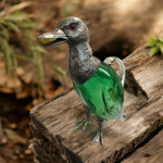 Silver Plated Duck Claret Jug - Circa 1990 - Green / Emerald Glass